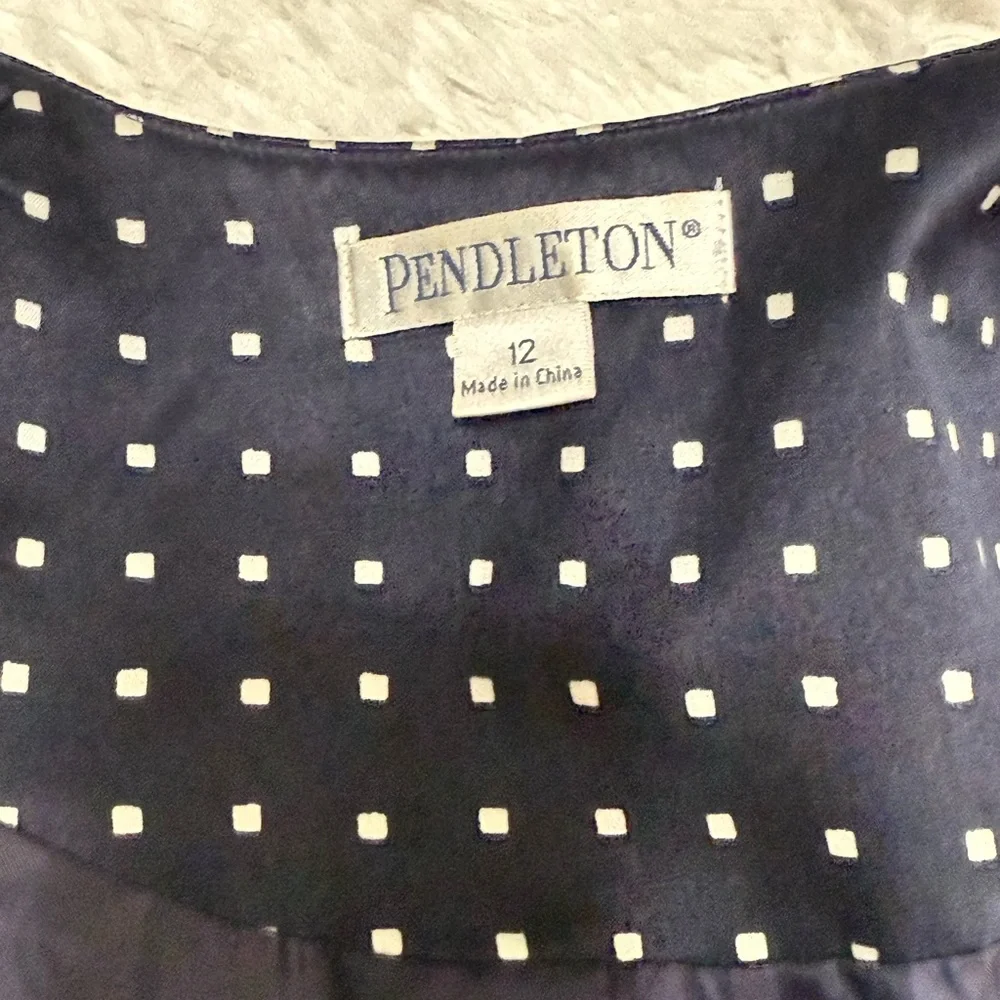 Pendleton Silk Blend Jacket Go Graphic Blazer Lightweight Pocket Navy Size 12